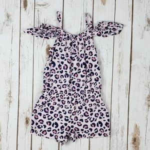 Toddler Girls Leopard Off-Shoulder Romper, Size 3T